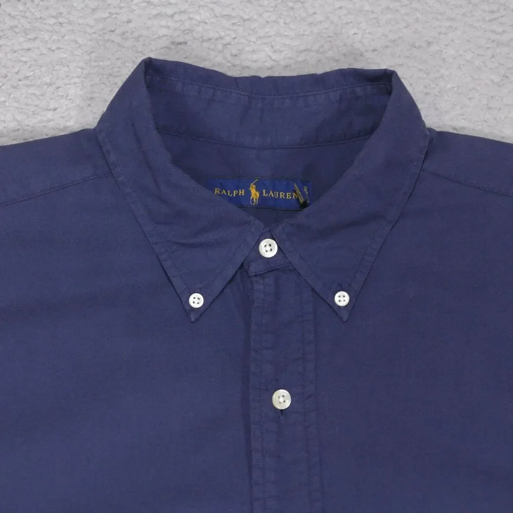 Polo Ralph Lauren Shirt Mens XLT Blue Chambray Short Sleeve Button Down
